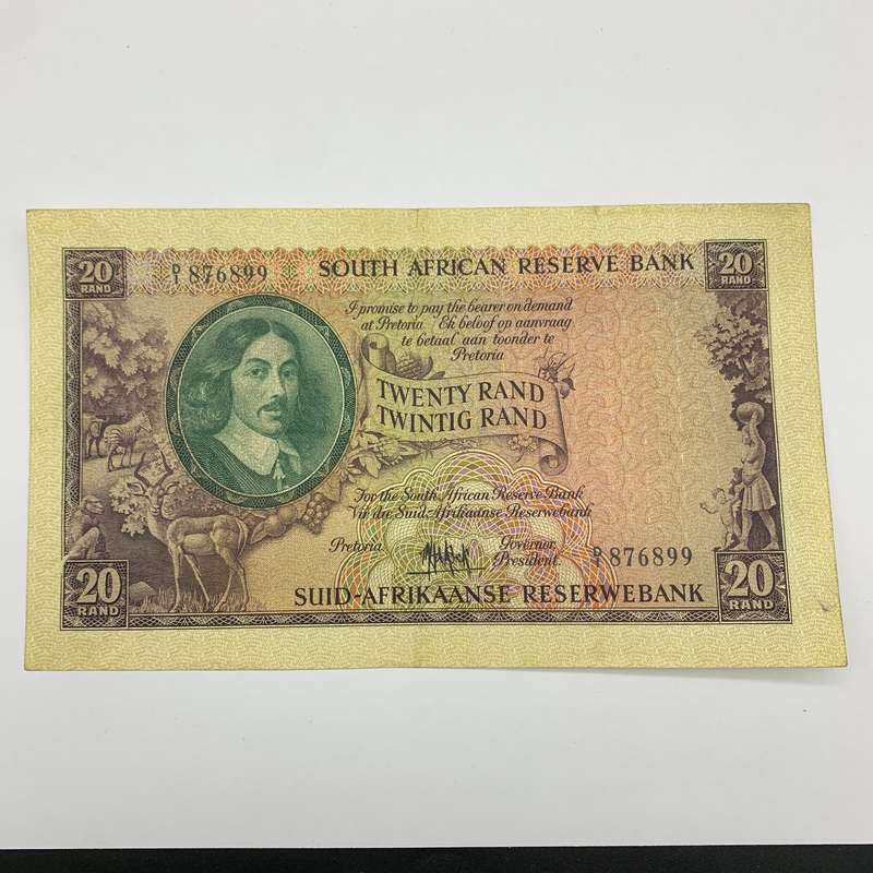 SA  'M.H. De Kock' 1961  Twenty Rand 'D1' Note (VF+)