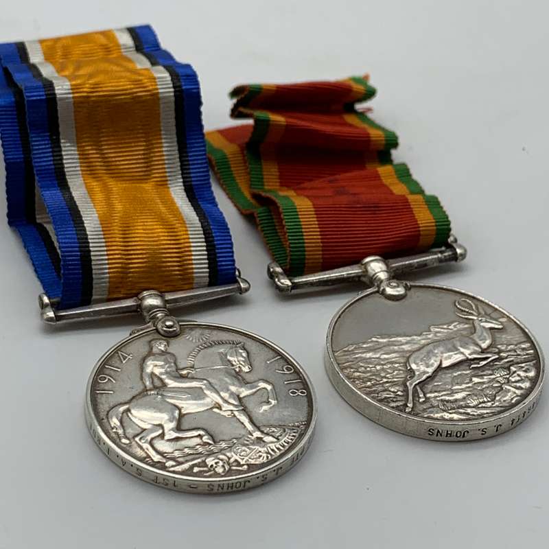 WW1/2  S.A. Pair to 'PTE. J.S. Johns' (1ST S.A. I. BDE.)