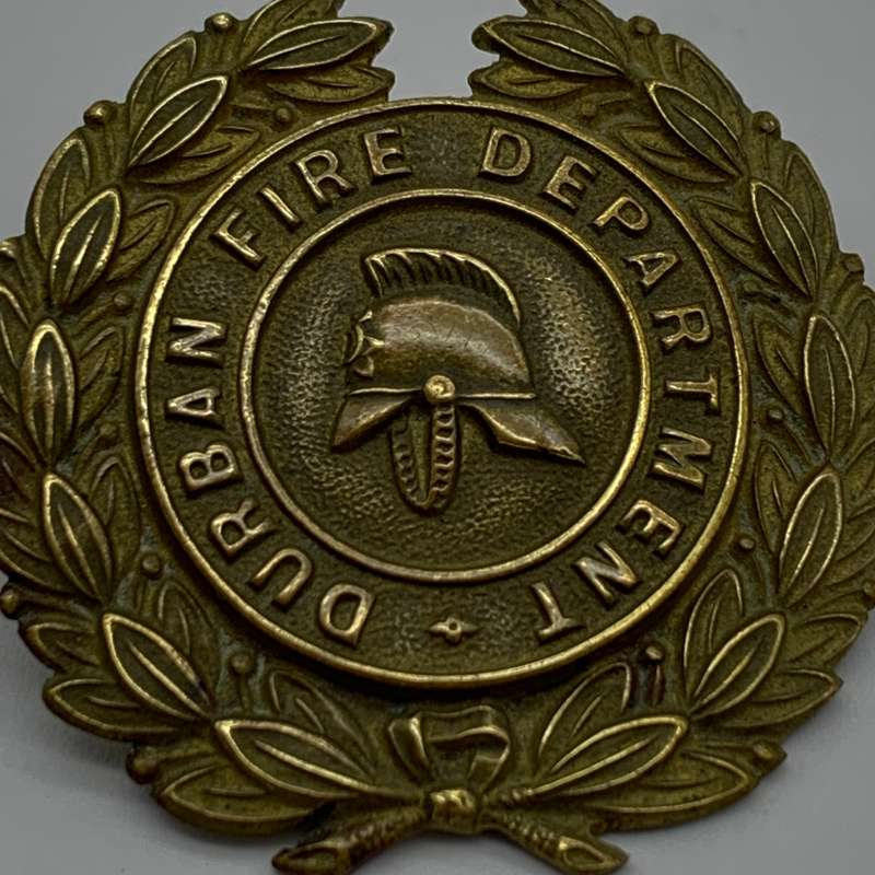 S. Africa  Early Brass 'Durban Fire Department' Cap Badge