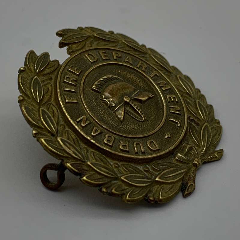 S. Africa  Early Brass 'Durban Fire Department' Cap Badge