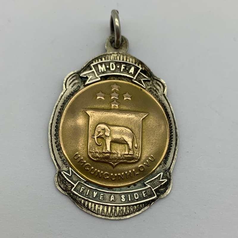 1930's Silver & Gold 'M.D.F.A.  Five A Side' Soccer Fob Pendant (Kokstad Celtic  A. Gibson)