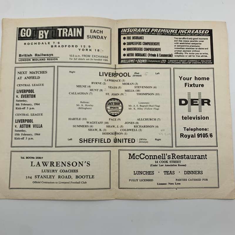 Soccer  '1964 Liverpool vs Sheffield United' Official Programme