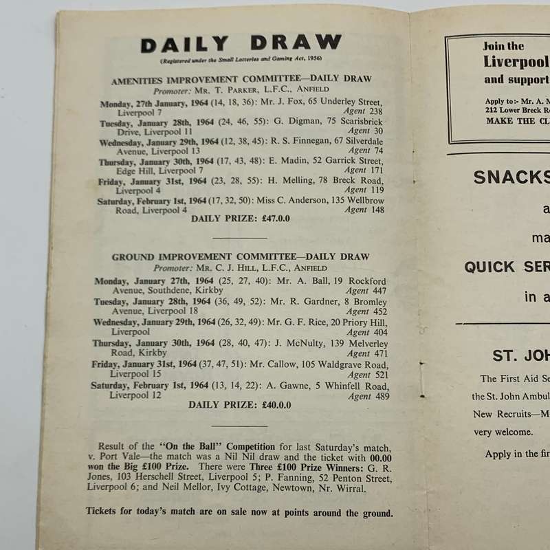 Soccer  '1964 Liverpool vs Sheffield United' Official Programme