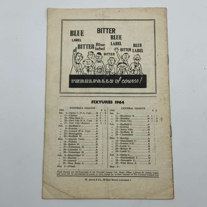 Soccer  '1964 Liverpool vs Sheffield United' Official Programme