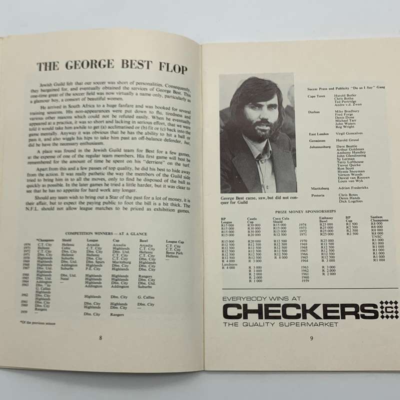 Soccer  1975 'S.A. Book of Soccer' Articles & Stats by Vernon Woods (56 Pages)
