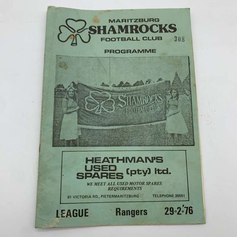 Soccer  1976 'Maritzburg Shamrocks vs Rangers' Official Programme