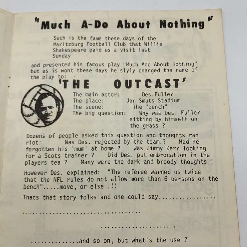 Soccer  1973 'Maritzburg F.C. vs East London United' Official Programme