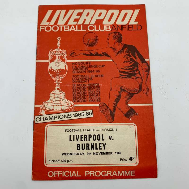 Soccer  '1966 Liverpool vs Burnley' Official Programme