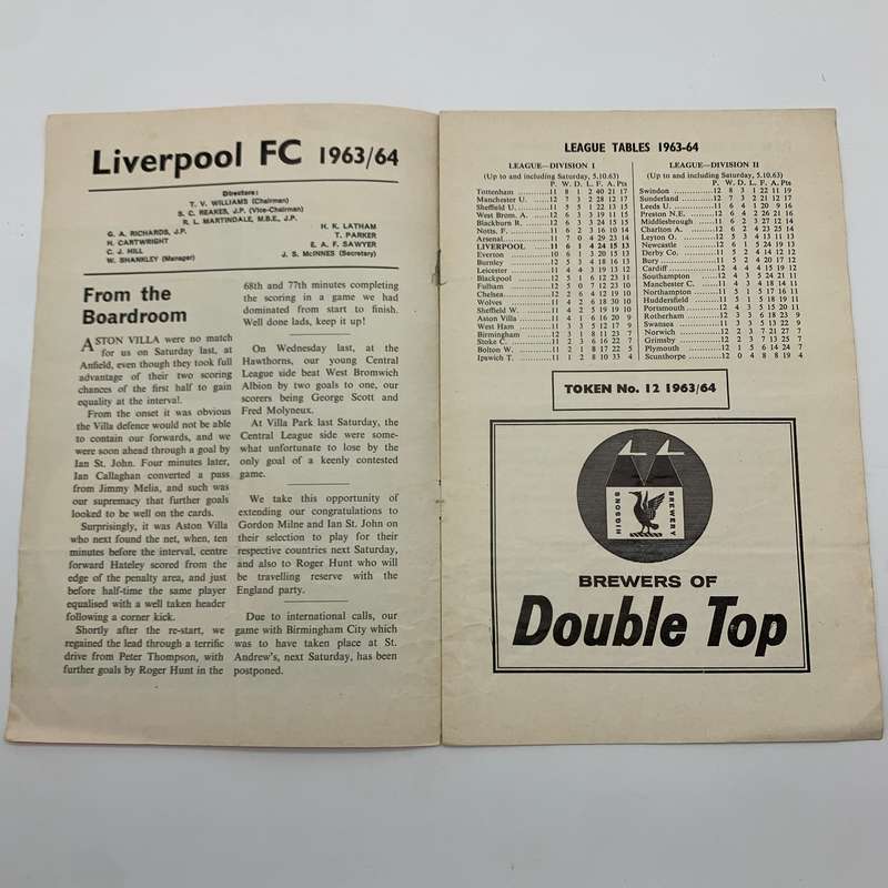 Soccer  '1963 Liverpool vs Sheffield Wednesday' Official Programme