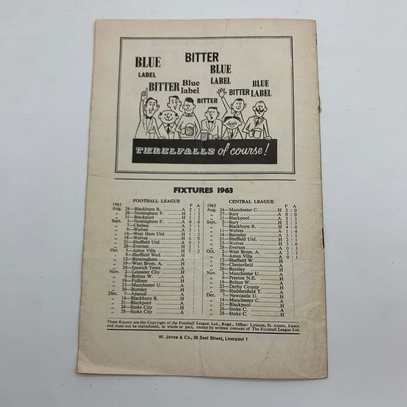 Soccer  '1963 Liverpool vs Sheffield Wednesday' Official Programme