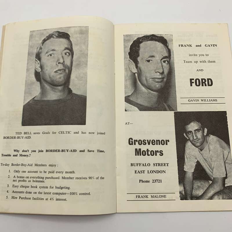 Soccer  '1969 East London Celtic vs Cape Town City' Official Programme
