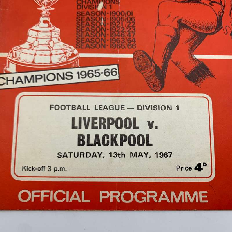 Soccer  1967 'Liverpool vs Blackpool' Official Programme