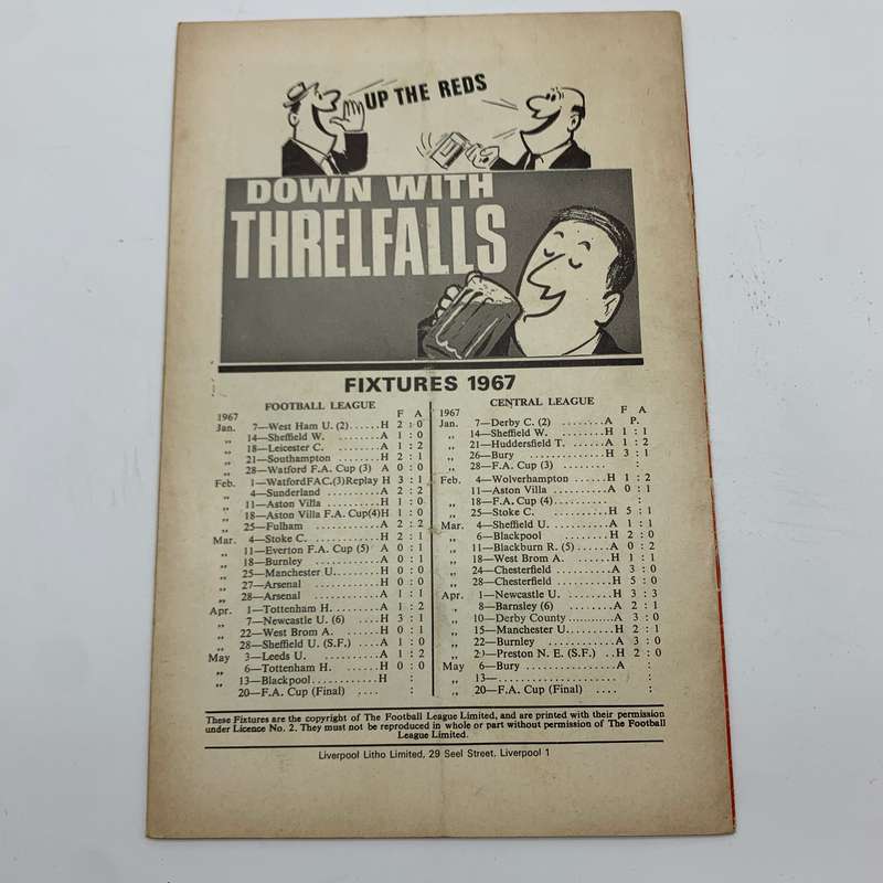 Soccer  1967 'Liverpool vs Blackpool' Official Programme