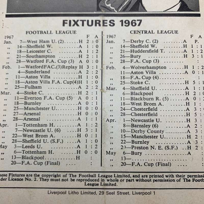 Soccer  1967 'Liverpool vs Blackpool' Official Programme
