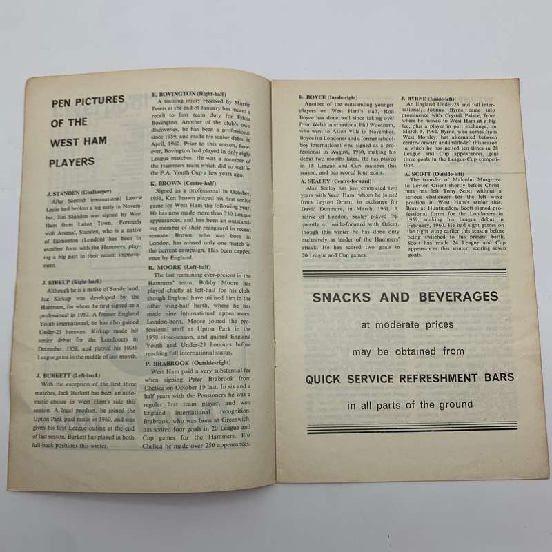 Soccer  '1963 Liverpool vs West Ham Utd' Official Programme