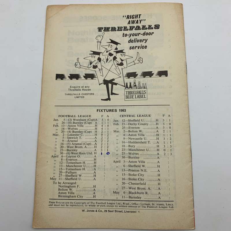 Soccer  '1963 Liverpool vs West Ham Utd' Official Programme