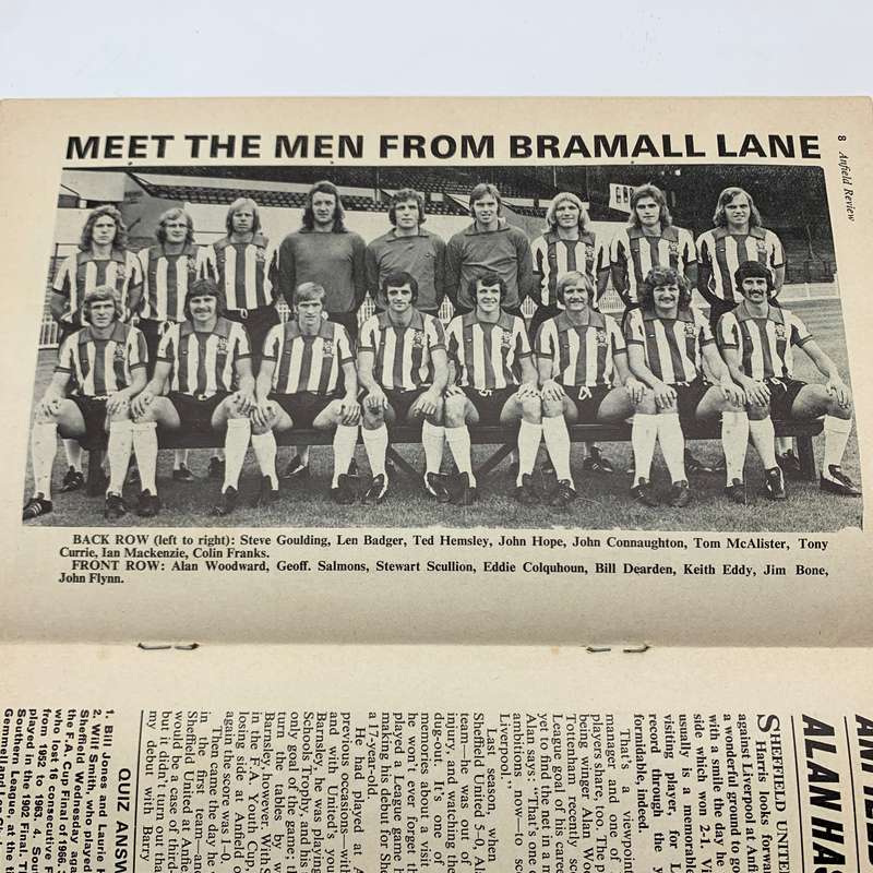 Soccer  '1973 Liverpool vs Sheffield United' Official Programme