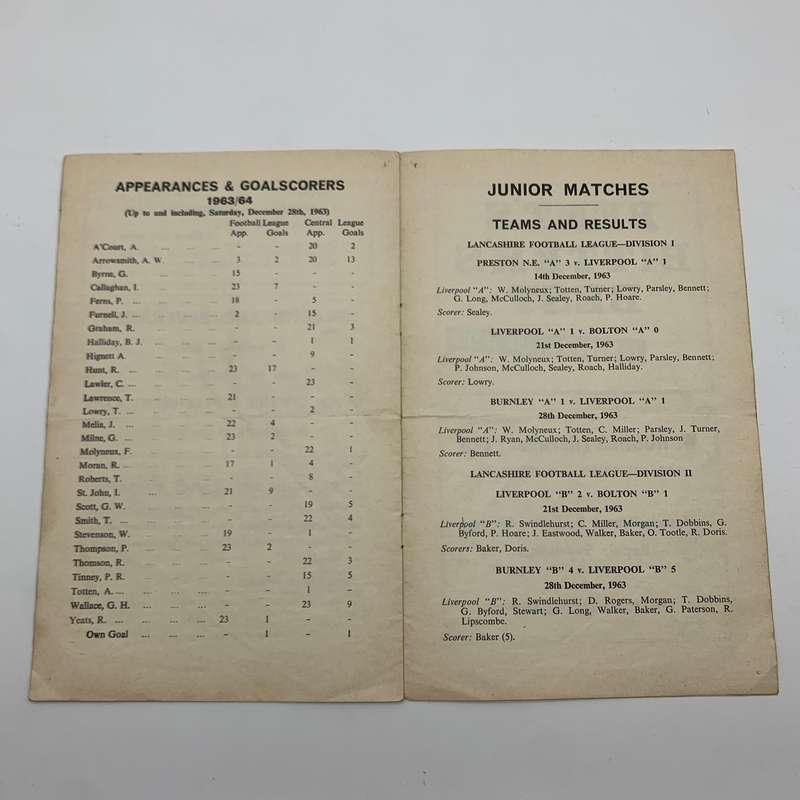 Soccer  '1964 Liverpool vs Derby County' Official Programme