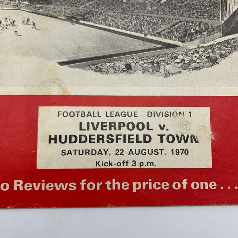 Soccer  '1970 Liverpool vs Huddersfield Town' Official Program