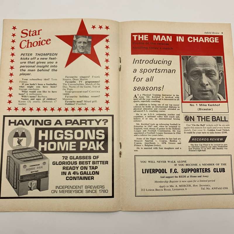 Soccer  '1970 Liverpool vs Huddersfield Town' Official Program