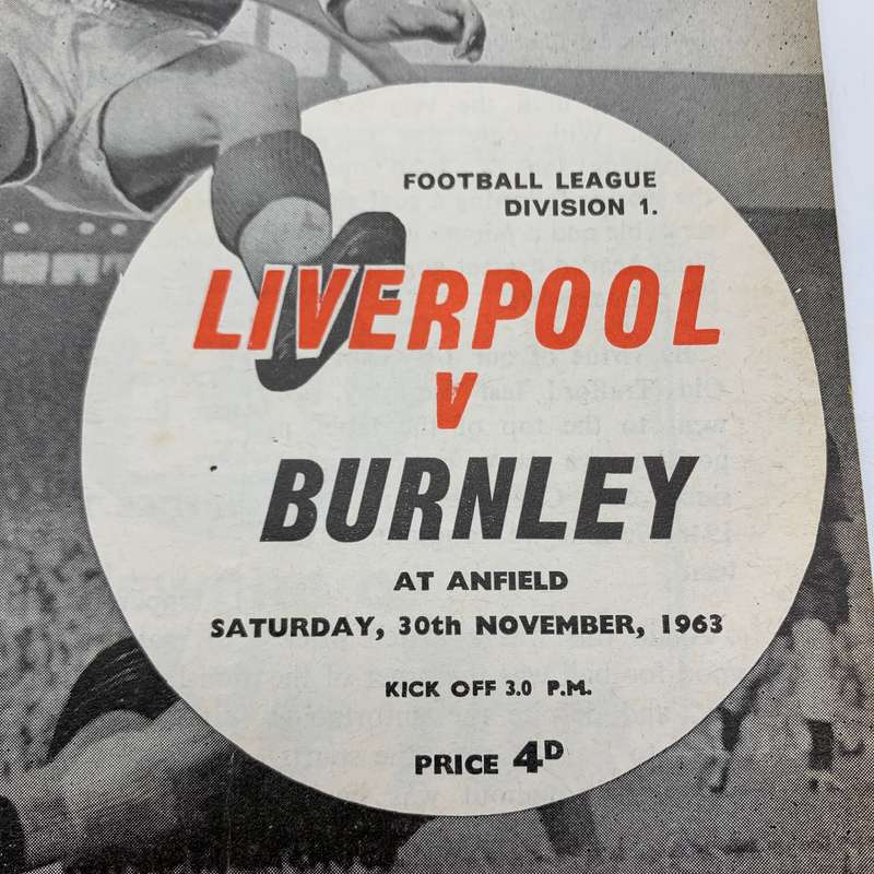 Soccer  '1963 Liverpool vs Burnley' Official Programme