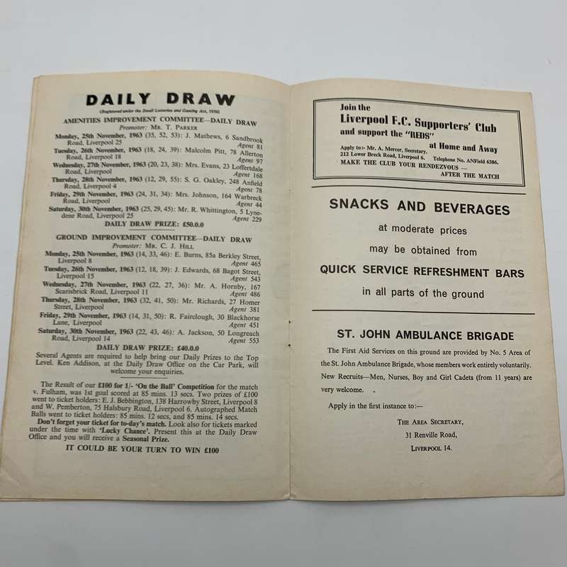 Soccer  '1963 Liverpool vs Burnley' Official Programme