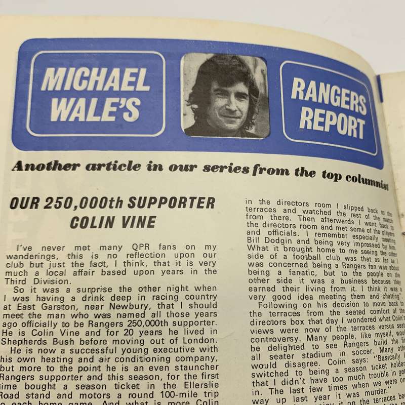 Soccer  '1974 Queens Park Rangers vs Derby County' Official Programme