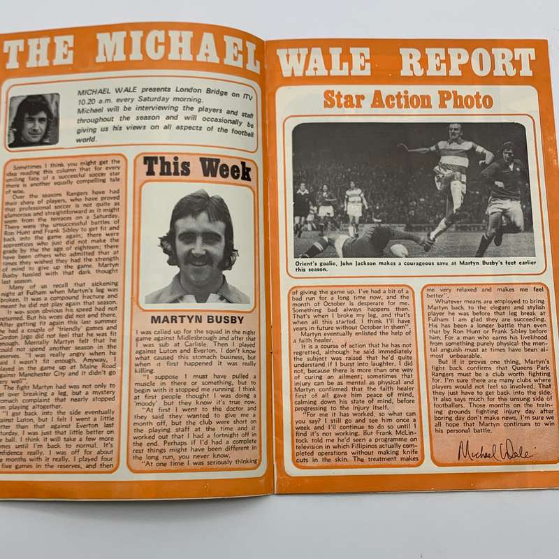 Soccer  '1975 Queens Park Rangers vs Manchester City' Official Programme