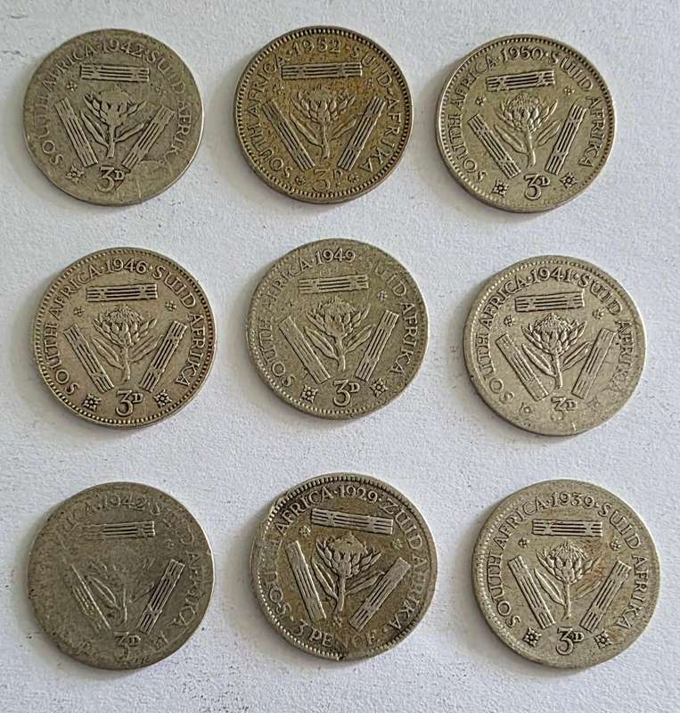 Mixed Lot of South African Union 3D - Silver Tickey