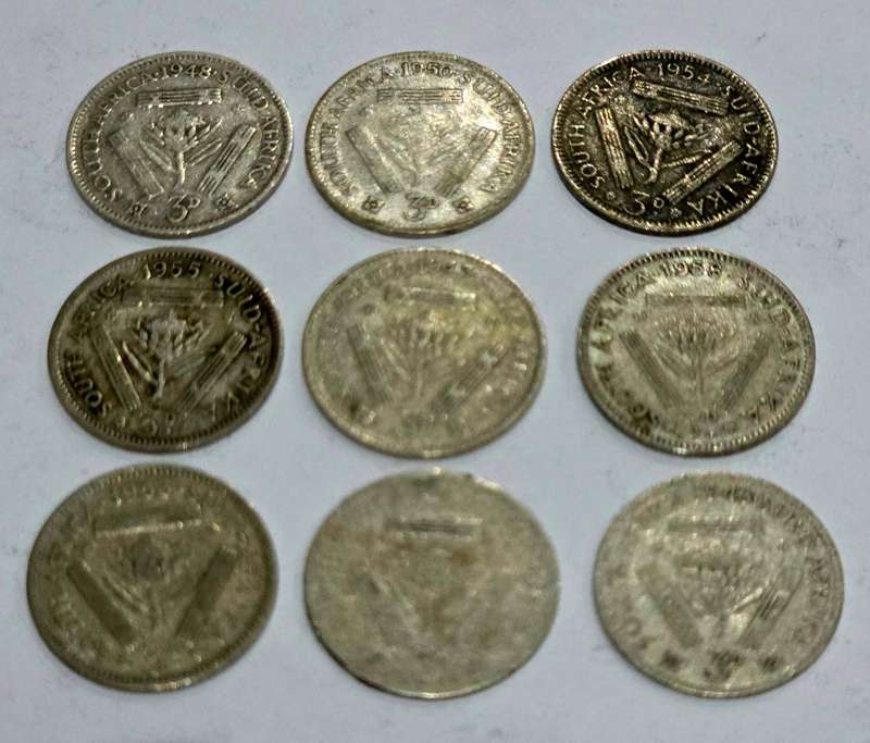 Mixed Lot of South African Union 3D - Silver Tickey