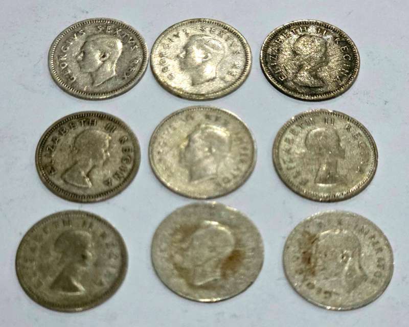 Mixed Lot of South African Union 3D - Silver Tickey