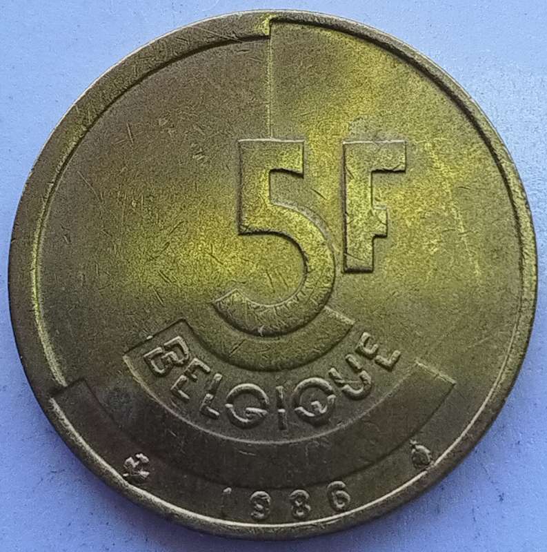 1986  5 Francs  COIN      Belgium          SUN14712