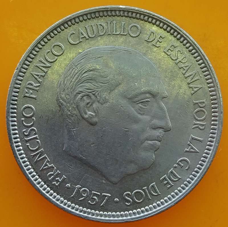 1957  5 Pesetas Coin      Spain          SUN14844