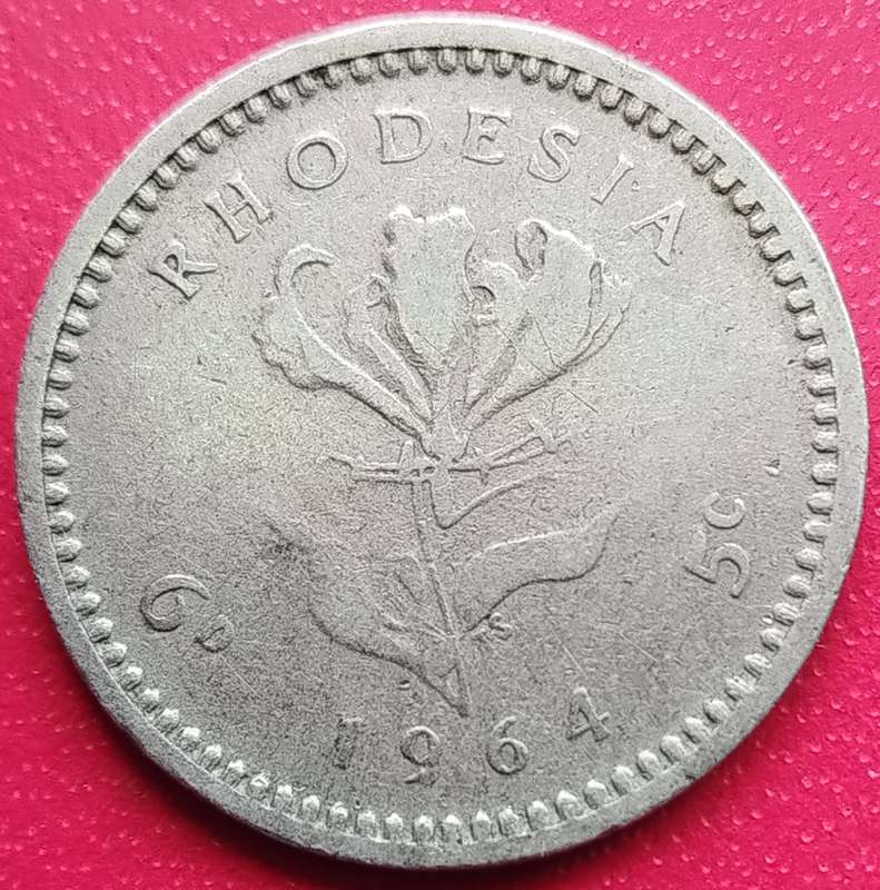 1964     FIVE CENT / 6D  COIN       Rhodesia               SUN15053