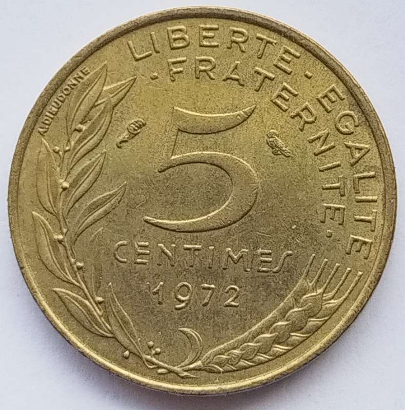 1972         5 Centimes Coin      FRANCE          SUN15143
