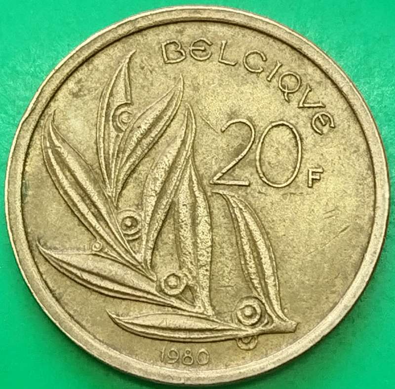 1980  20 Franc  COIN      Belgium          SUN15287