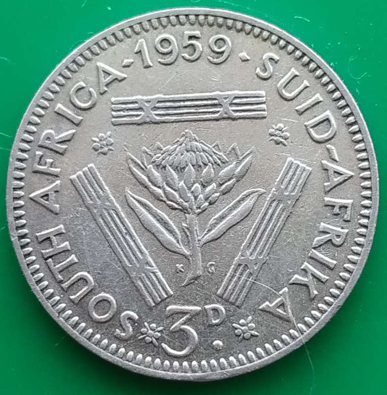 1959  Threepence Coin   SILVER   0.500             SUN15832