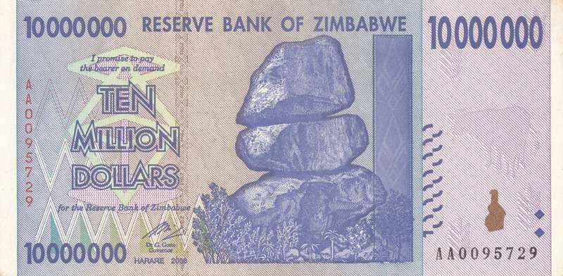 TEN MILLION DOLLARS       ZIMBABWE        AA0095729      SET089