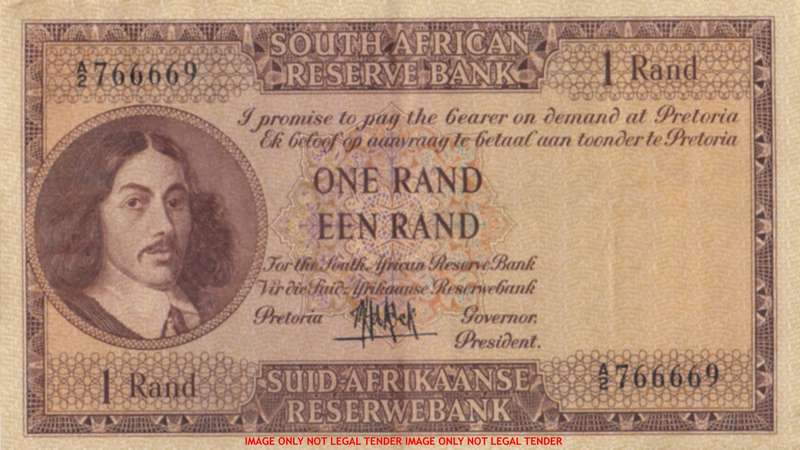 WOW    ***  MH de Kock ONE RAND  Note  ***     A2 766669    SET040
