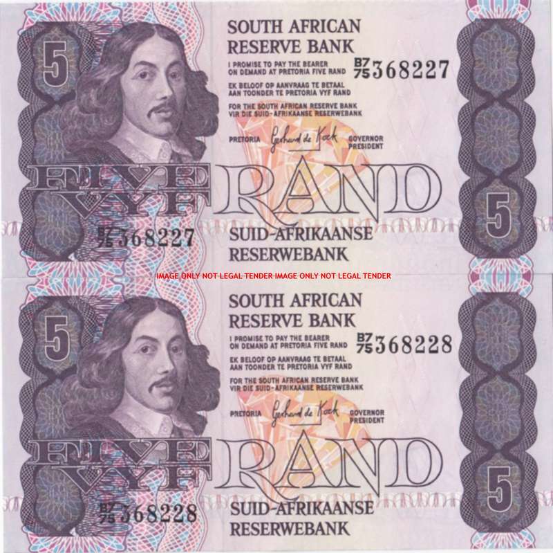 GPC DE KOCK  R5 BANKNOTES IN SEQUENCE                  SET017B