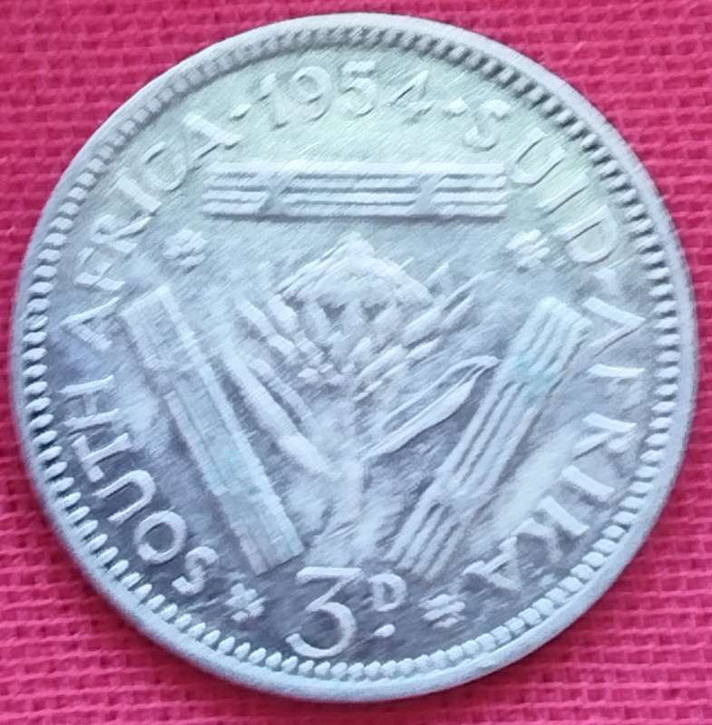 1954  Threepence Coin   (SILVER   0.500)             SUN16301