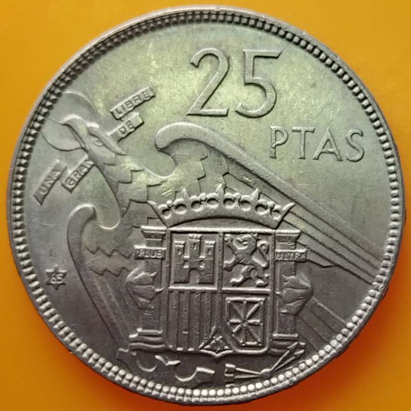 1957  25 Pesetas Coin      Spain          SUN17354