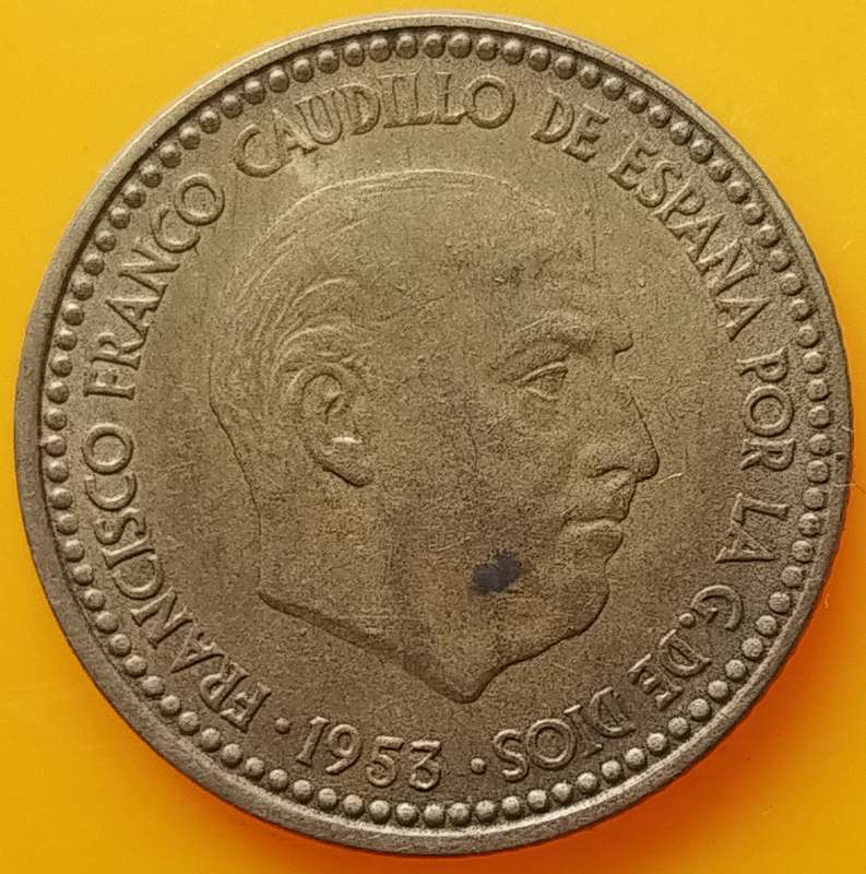 1953        Una Peseta  Coin       Spain         SUN17358