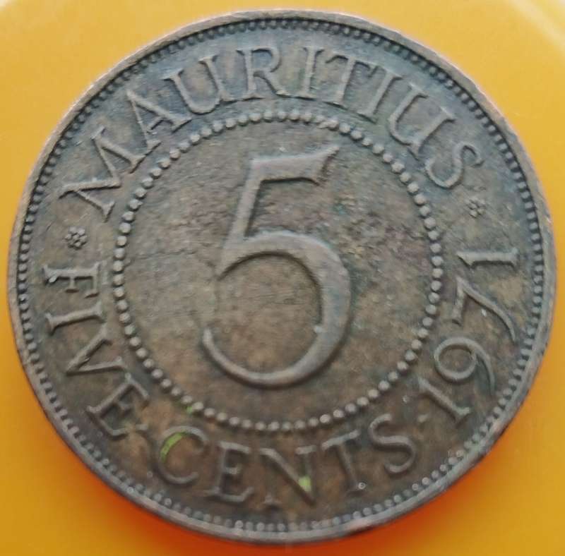 1971  FIVE CENTS     Mauritius       SUN17368