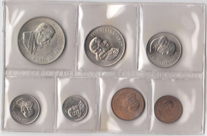 1967 MINT PACK UNC WITH SILVER R1 COIN (Afrikaans)     RSA
