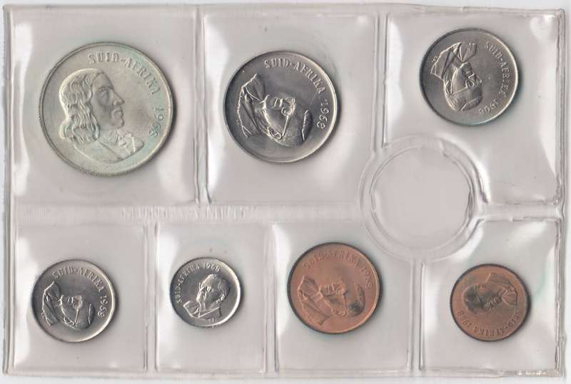 1968 MINT PACK UNC WITH SILVER R1 COIN (Afrikaans)     RSA