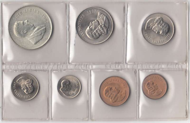 1967 MINT PACK UNC WITH SILVER R1 COIN (Afrikaans)     1967-052