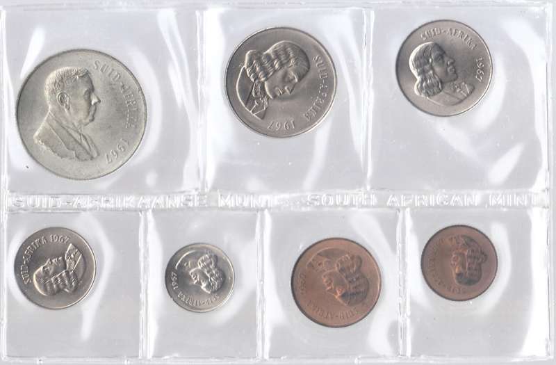 1967 MINT PACK UNC WITH SILVER R1 COIN (Afrikaans)     1967-077