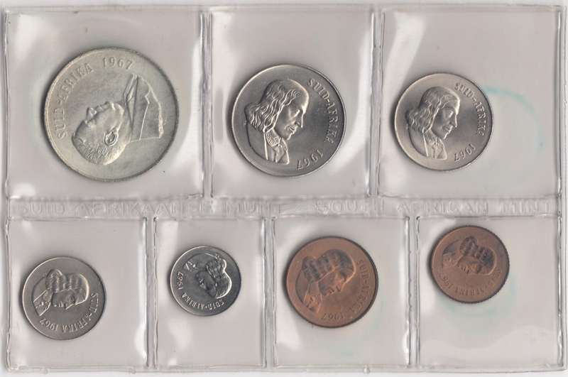 1967 MINT PACK UNC WITH SILVER R1 COIN (Afrikaans)     1967-096