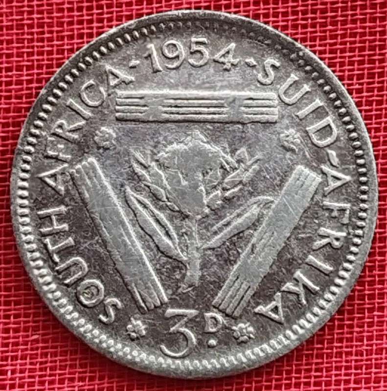 1954  Threepence Coin   ( SILVER   50% )             SUN12513~